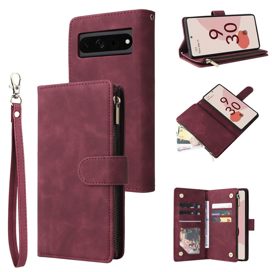 Zipper Card Flip Wallet Phone Case