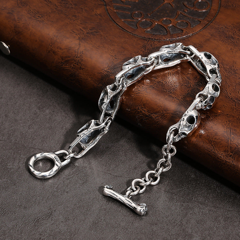 S925 Sterling Silver Punk Skull Bracelet