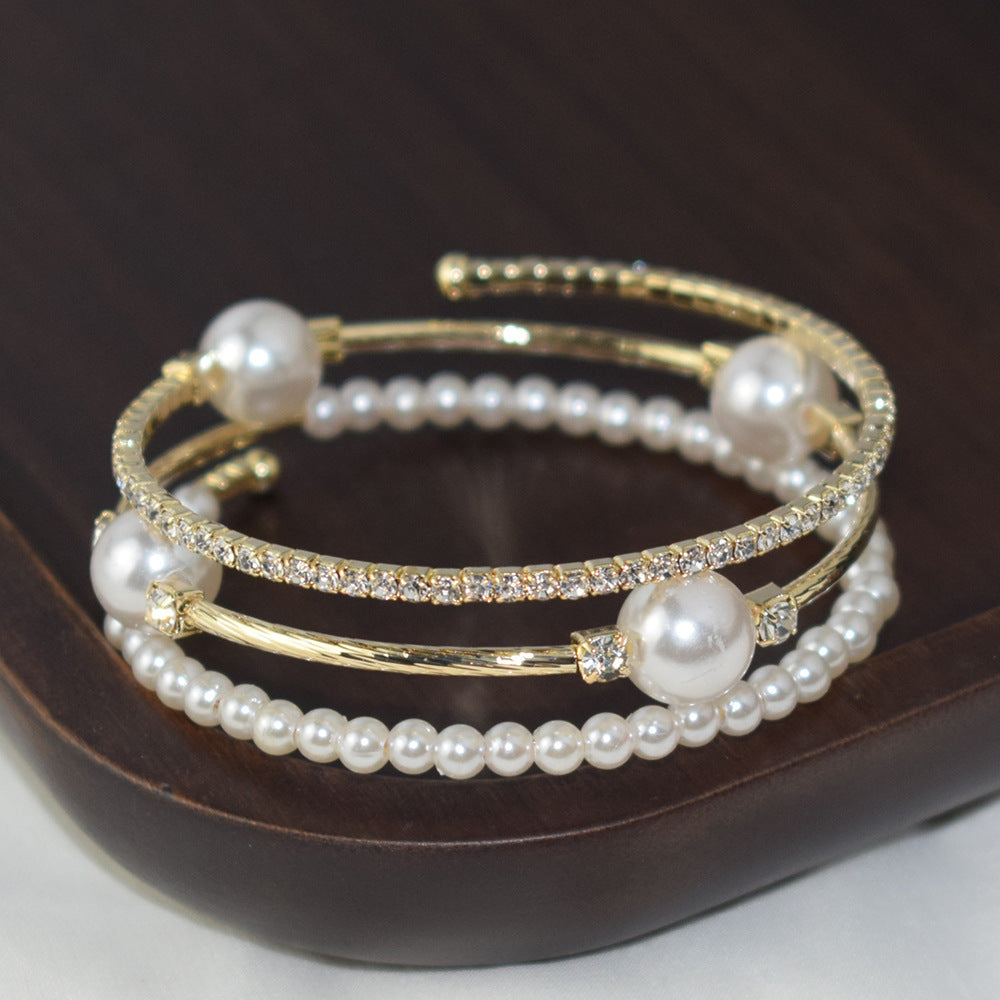 Simple Pearl Rhinestone Bracelet For Women