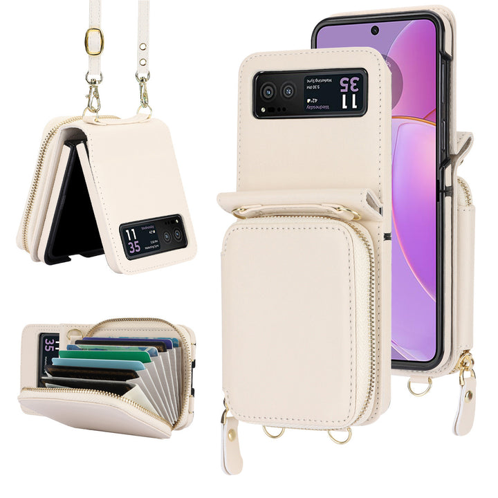 Suitable For ZFlip6 Litchi Pattern Foldable Screen Phone Case Wallet