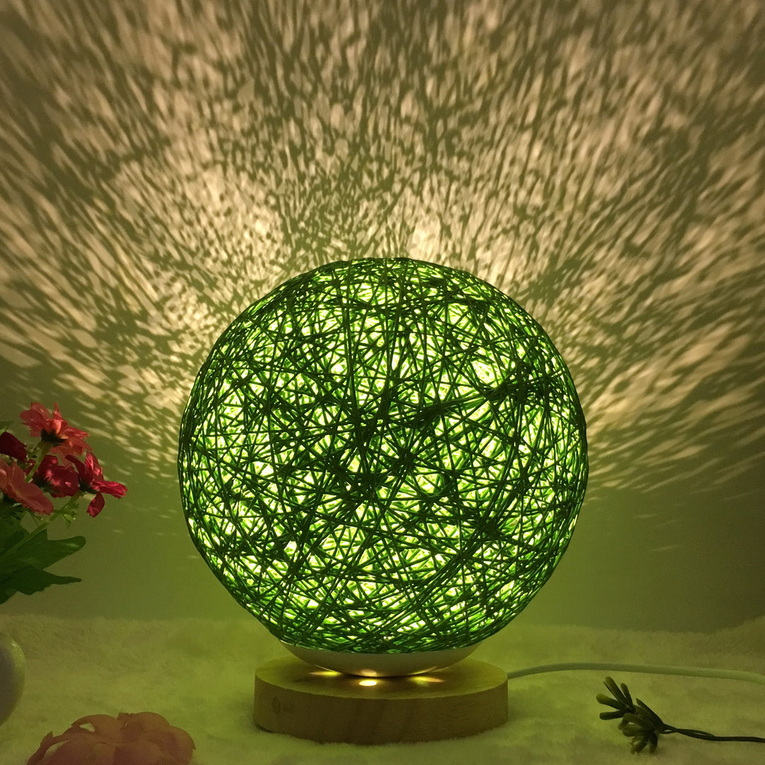 Amazon Hot Selling Linen Linen Lampa de masă roman și unic LED inteligent USB7 Color RGB16 Color Color Control Rattan Ball Lampa