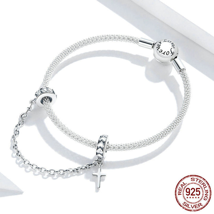 Sterling Silver Simple Cross Safety Lanț Fashion S925diy Brățară Silver