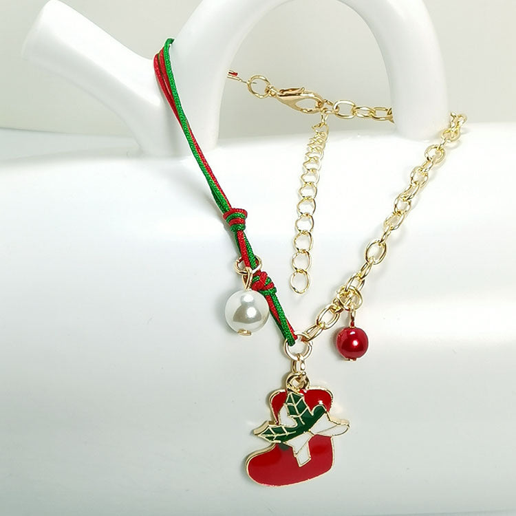 New Christmas Snowman Santa Claus Tree Snowflake Elk Bracelet Christmas Gift Charm Bracelet Chain Pendant For Women New Year Fashion Gift