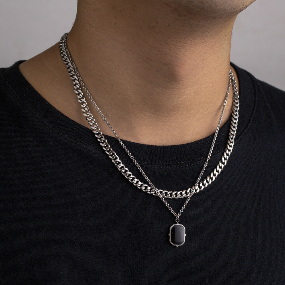 Men's Stainless Steel Double-layer Necklace