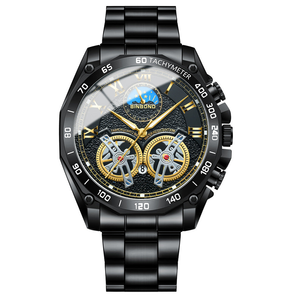 Double Men's Non-fully Automatic Machine Hollow Mechanical Watch Multi-function