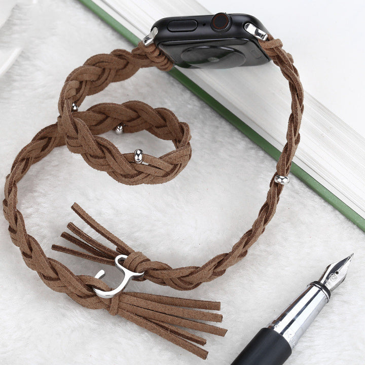 Leather Cord Braided Smart Watch Strap