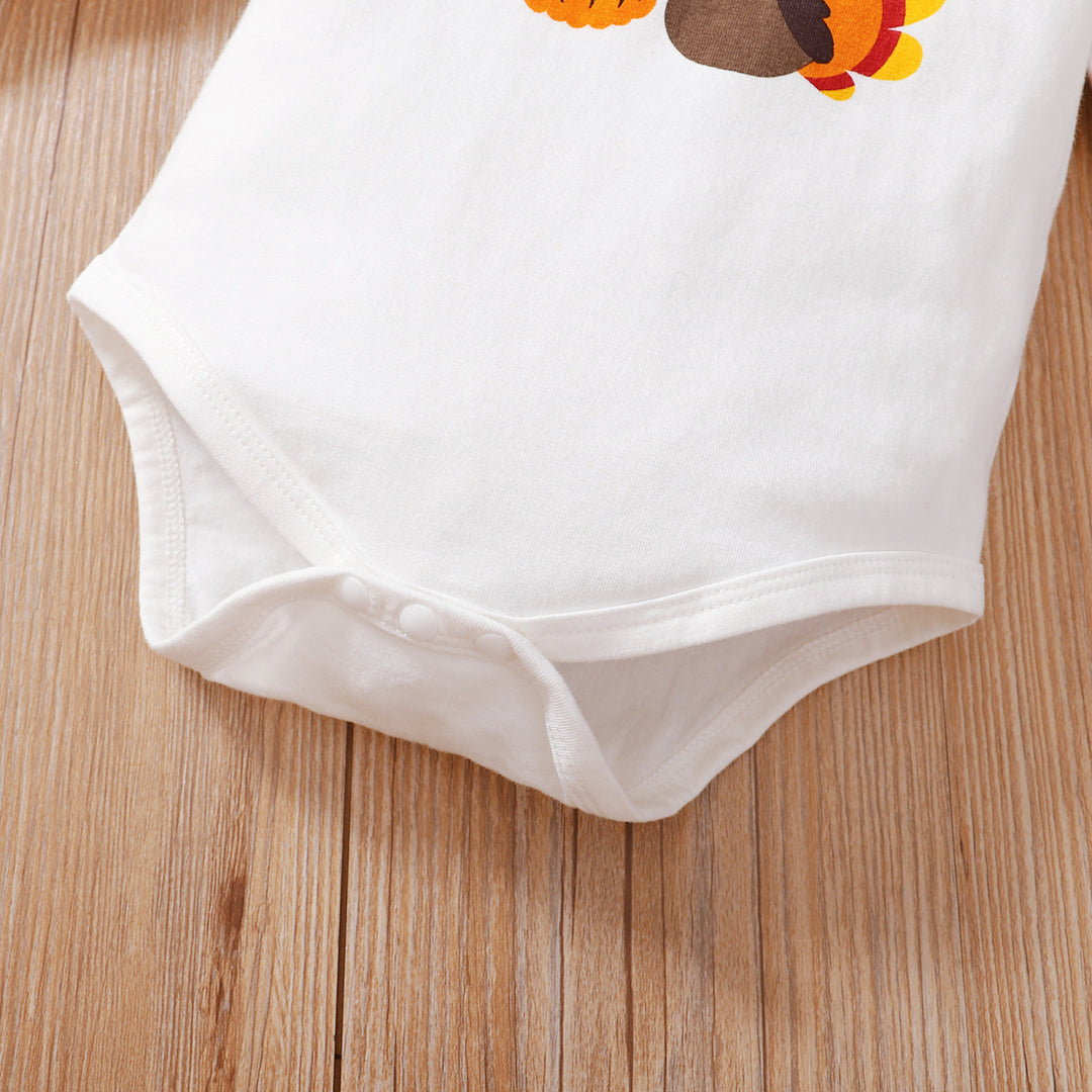 Thanksgiving New Baby Romper Suspender Skirt Outfit