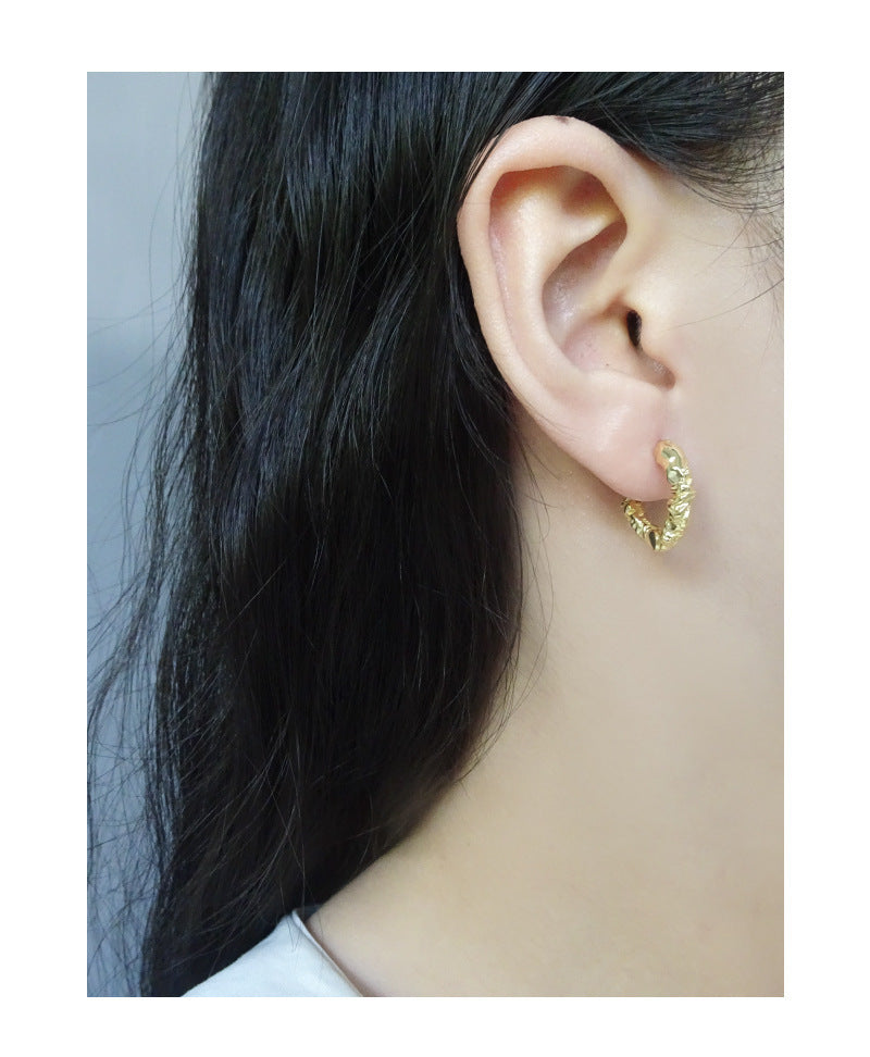 Women's Irregular Surface Fold Texture Quality Earrings