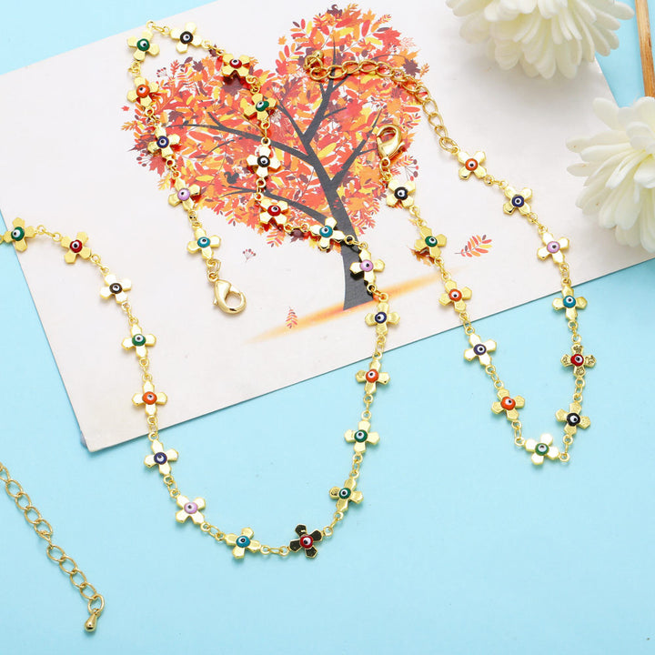 Colorful Oil Necklace Flowers Collarbone Bracelet