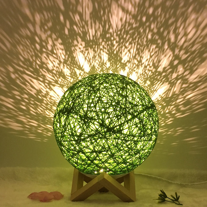 Amazon Hot Selling Linen Linen Lampa de masă roman și unic LED inteligent USB7 Color RGB16 Color Color Control Rattan Ball Lampa