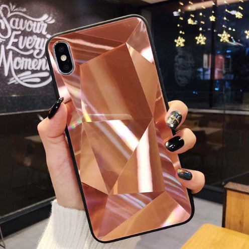 Compatibil cu Apple, Glitter Diamond Texture Case pentru X XS MAX XR 7 Plus Oglindă Acrilic Capacul din spate pentru 6 S 7 8 Plus