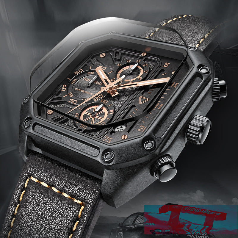 Men's Multi-functional Square Quartz Watch