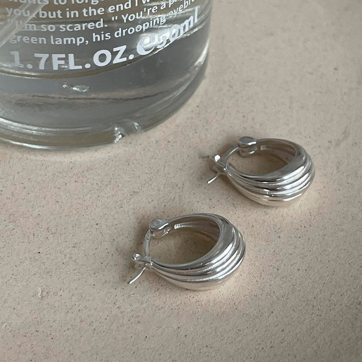 Simple Argent Pur Grain Earrings For Women