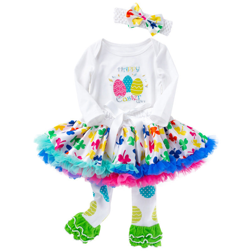 Easter Egg Long Sleeved Romper Tutu Suit