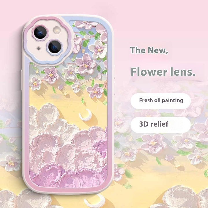 Suitable Oil Painting Flower Lens All Inclusive Phone Case