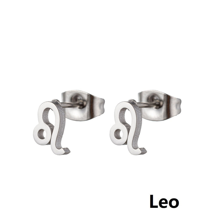 Fashion Stainless Steel Twelve Constellation Stud Earrings