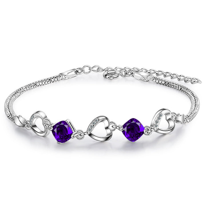 Diamond Love Heart Shaped Bracelet Women