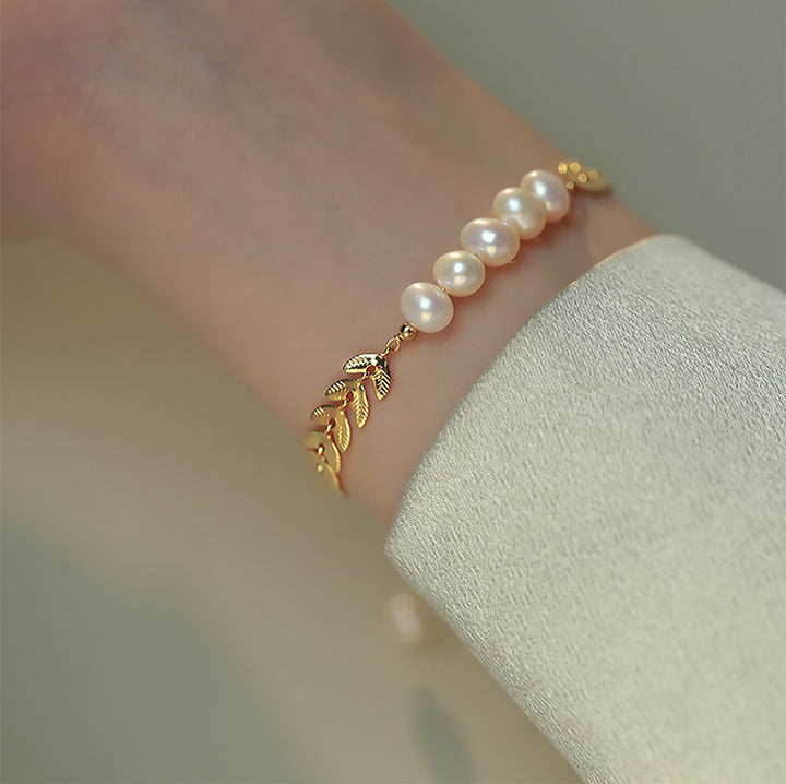 Women's Freshwater Pearl Moon Cassia Twig Bracelet