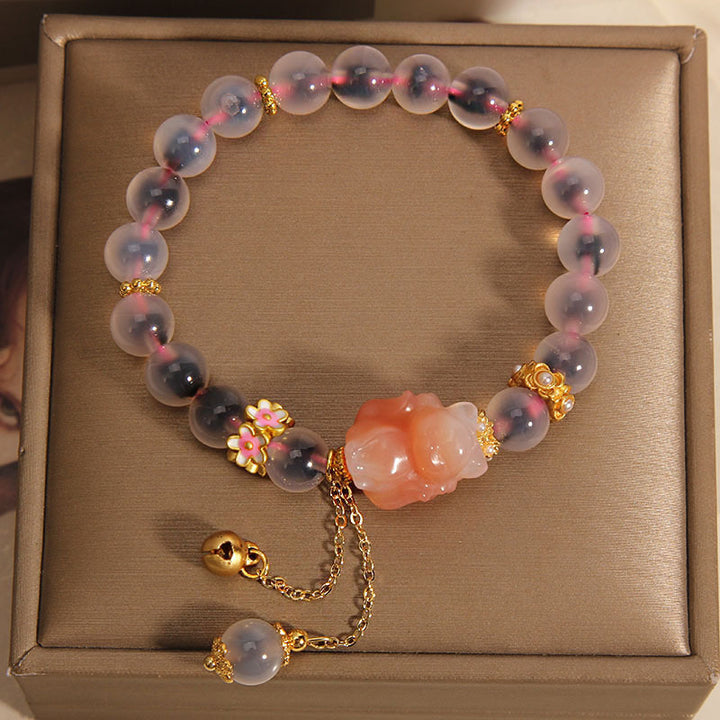 Nine-Tailed Fox Sugar Heart Agate Bracelet For Women