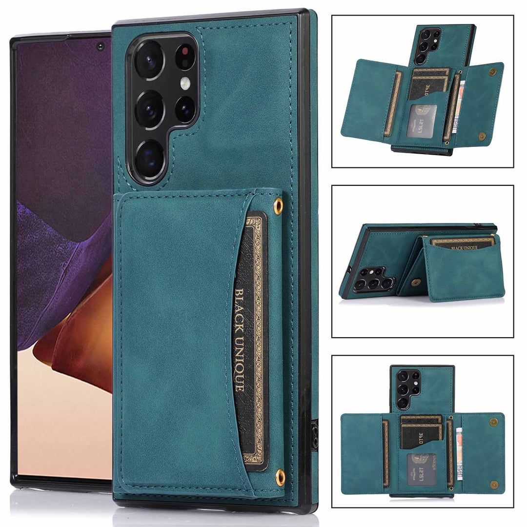 Three-Fold Wallet Card-inserting Leather Phone Case