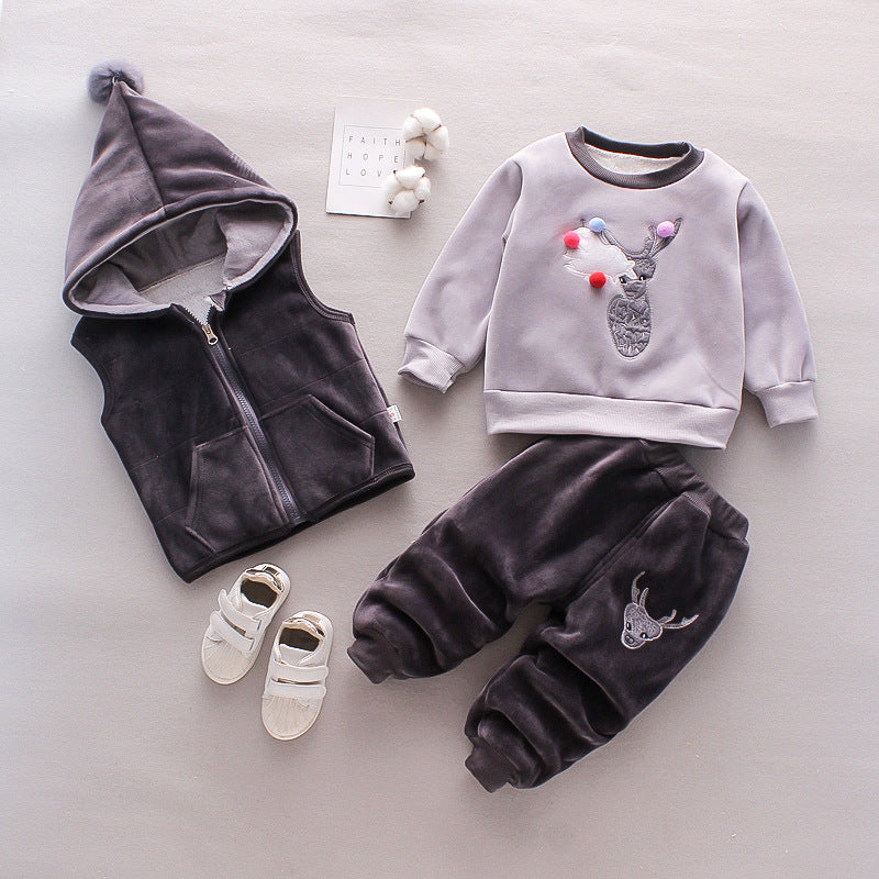 New Children's Clothing Winter Clothes For Boys Baby Thickening Three-piece Set