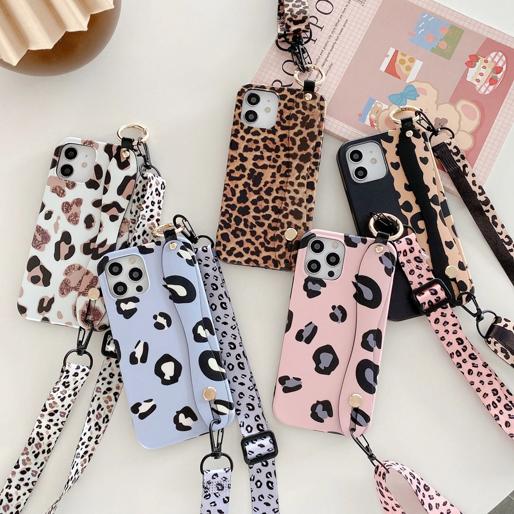 Leopard Print Wristband With The Same Lanyard Phone Case