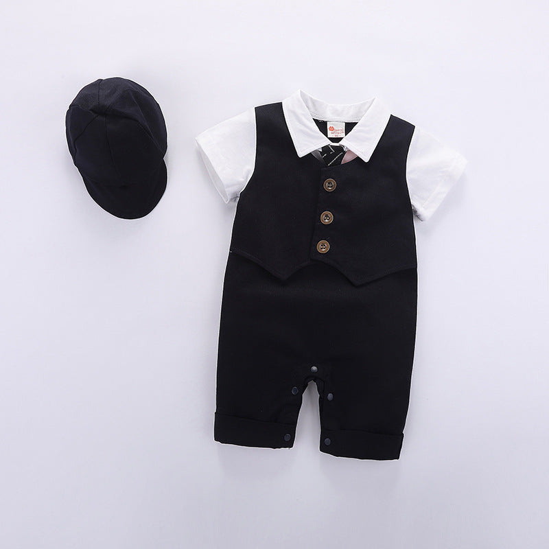 Fashion Baby Clothing Summer Short Sleeve Gentleman Jumpsuit Romper