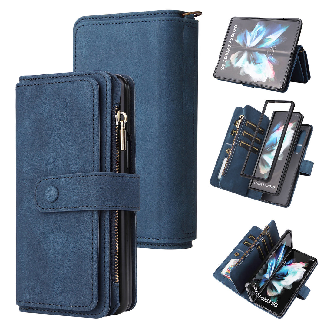 Z Fold 4 Mobile Phone Leather Case Multifunctional Zipper Wallet Case