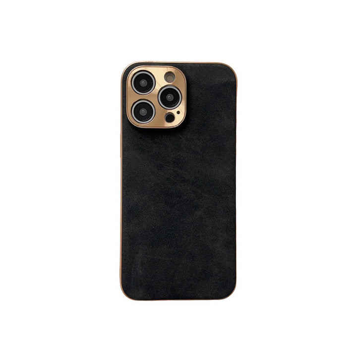 Electroplated Sheepskin Phone Case Metal Lens Fall Protection Case