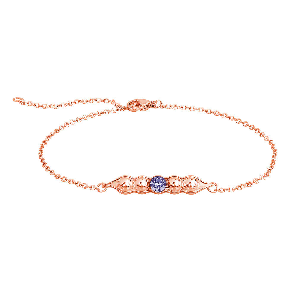 Fashion Pea Pod Female Diamond-encrusted 12-color Birthstone Bracelet