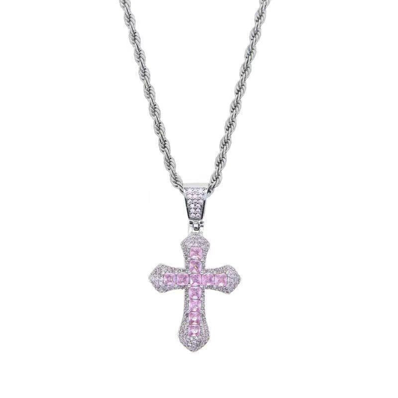 European And American Diamond Cross Necklace Hip Hop Trend