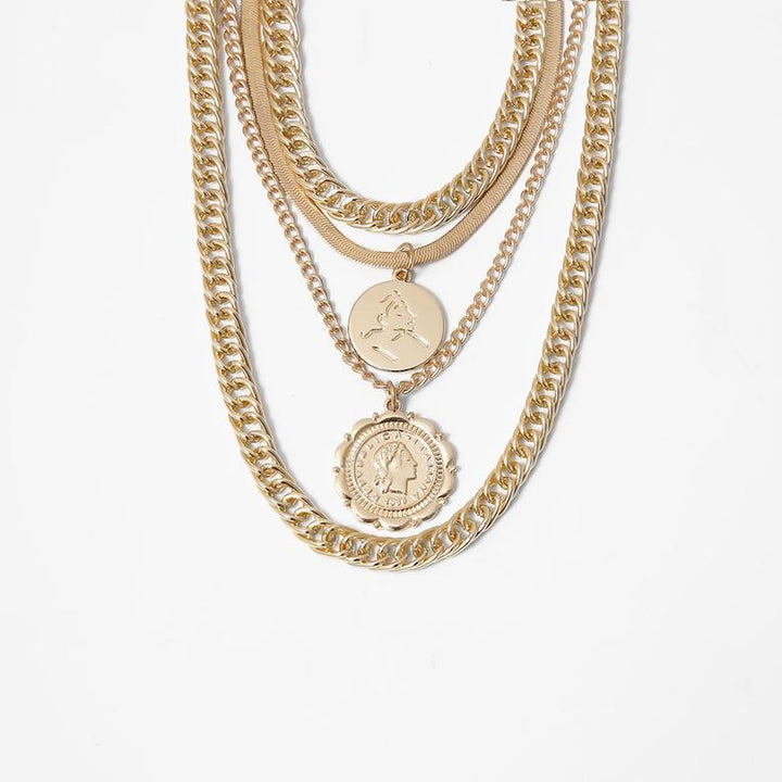 Snake bone chain round multi-layer necklace