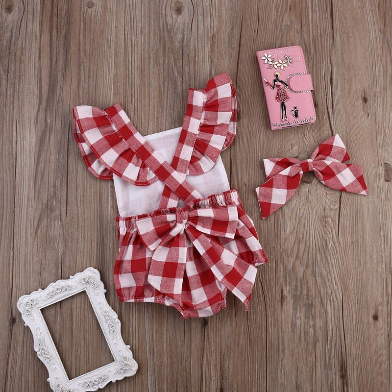 Red Plaid Set Bow Red Plaid Rochie din două piese Costum