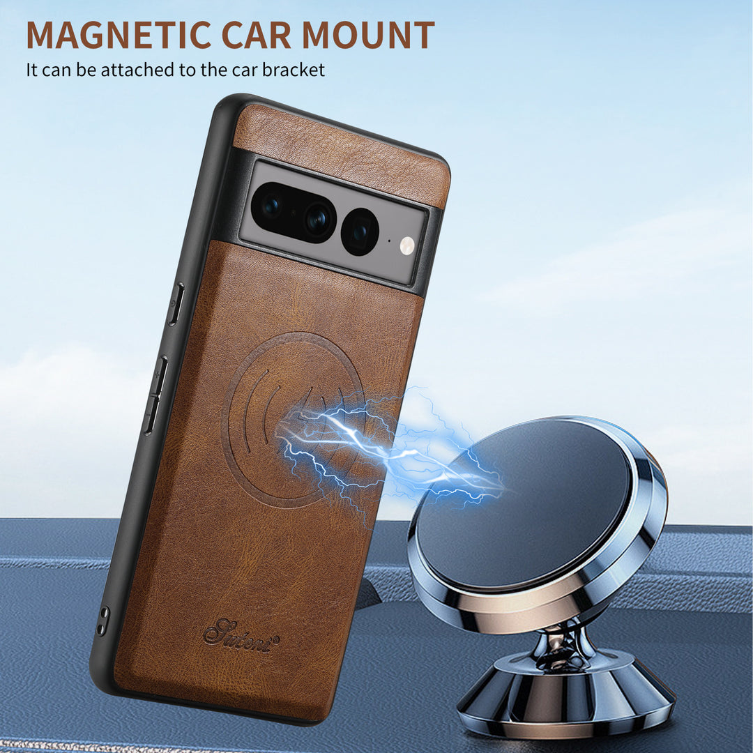 Card-inserting Leather Magnetic Phone Case