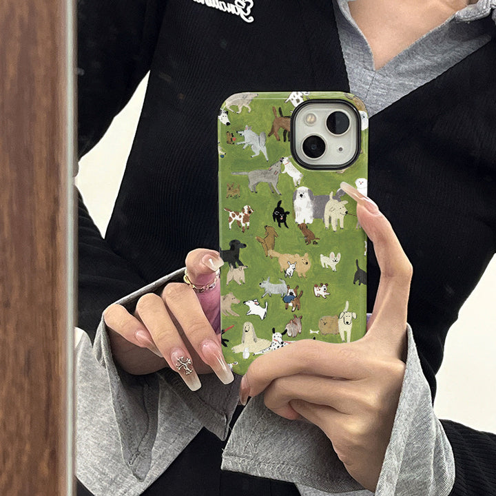 Fashion Personality Green Background Dog Phone Case