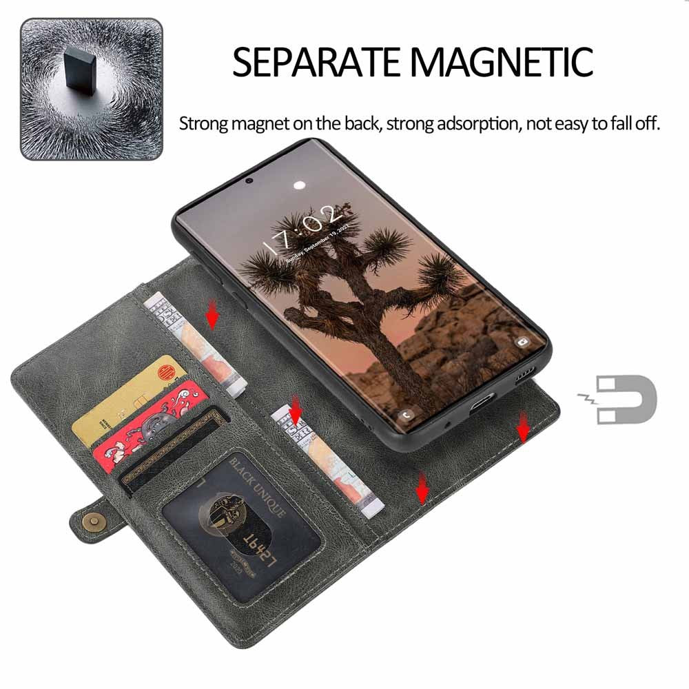 Multi-card Leather Crazy Horse Pattern Magnetic Suction Phone Case