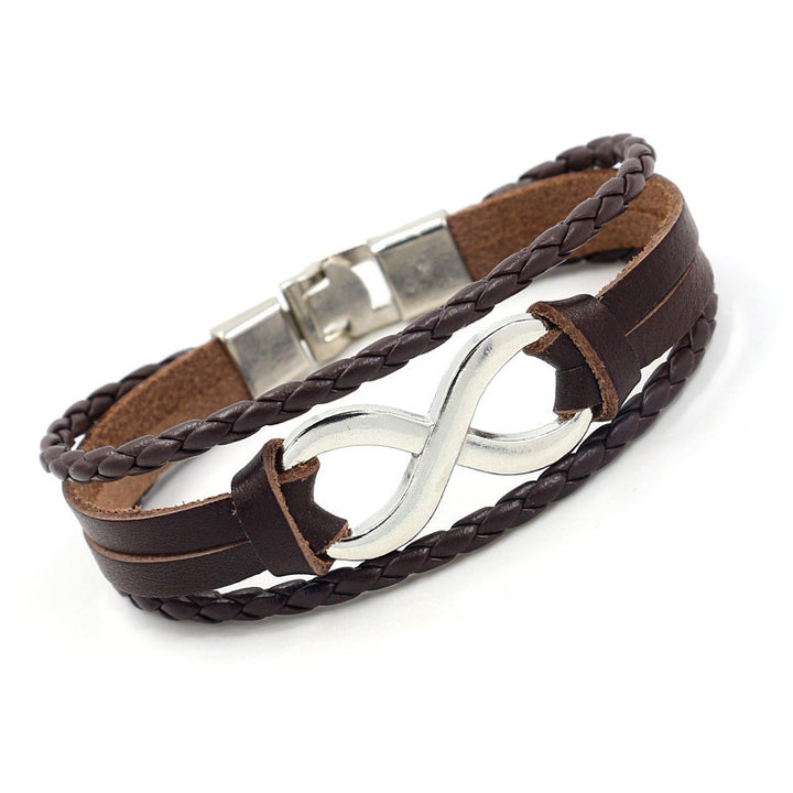 Alloy lucky figure 8 leather bracelet