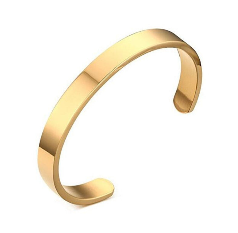 Custom Laser Engraving Smooth Stainless Steel Fine Bangle Jewelry C-shaped Bracelet