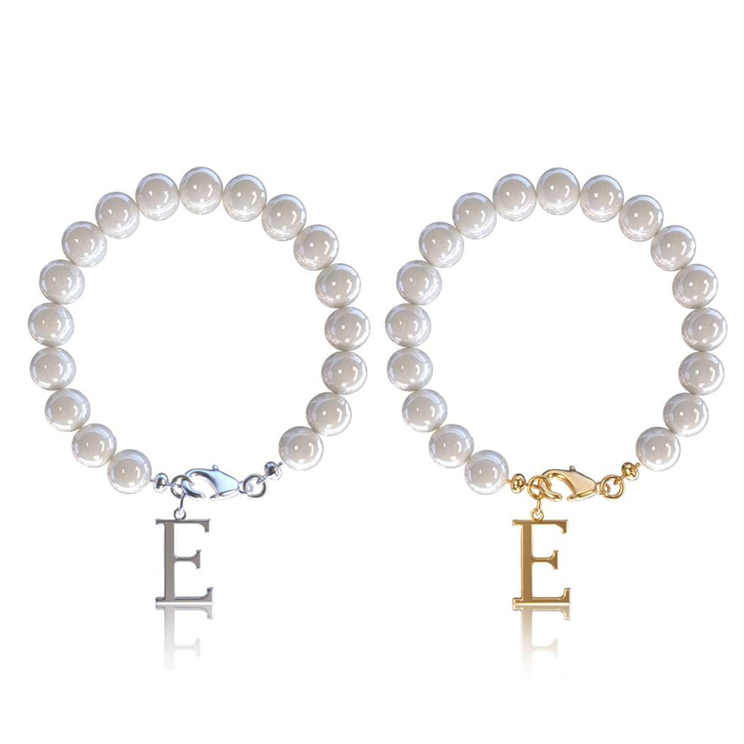 Letter Bracelet Suit Stainless Steel Stringed Pearls