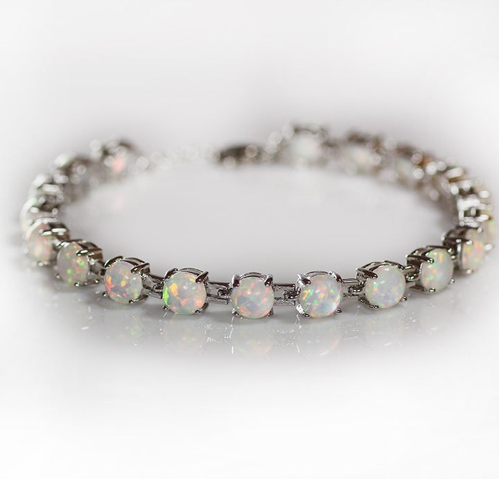 Silver Plated Oval Opal Bracelet Women's Jewelry