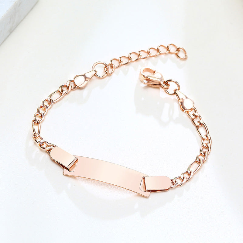 Children's Bracelet Stainless Steel Blank Curved Plate Adjustable 12and3cm With Lettering