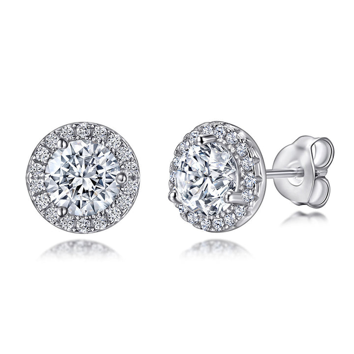 Women's Crown Heart-shaped Zircon 925 Sterling Silver Stud Earrings