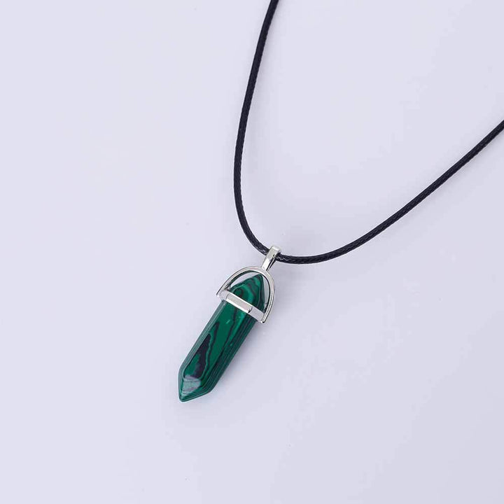 Jewelry Alien blasting necklace hex pendant necklace two pointed natural stone necklace Korean version of the source