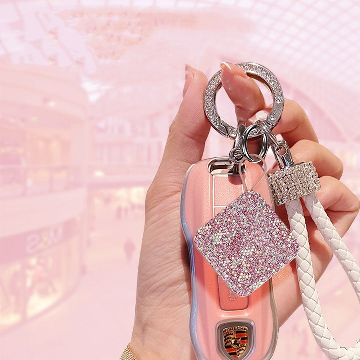 Mini Keychain Comes With Wire Diamond-encrusted Beauty Mirror Mobile Charging Bank