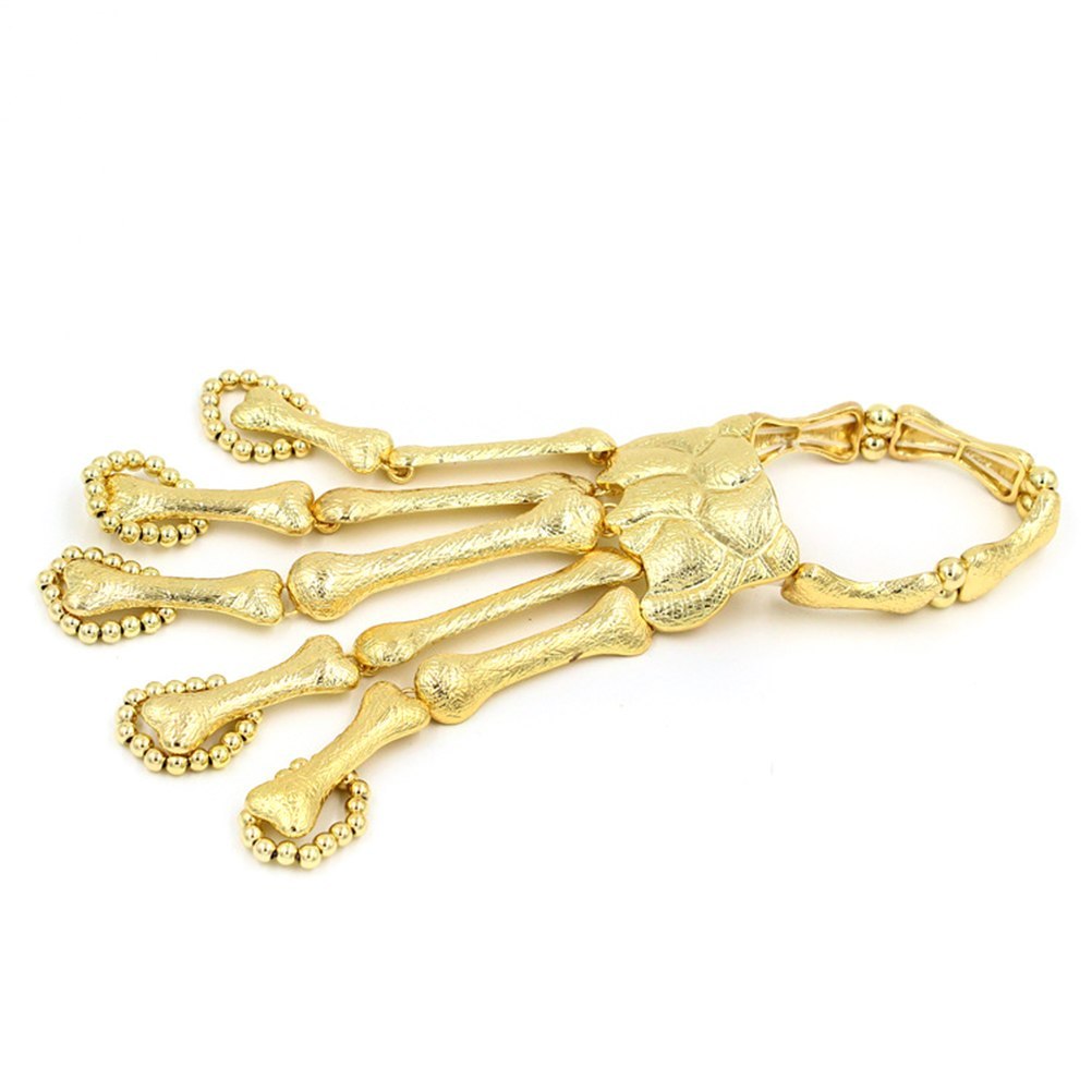 Stylish Skeleton Skull Hand Talon Finger Bone Slave Bracelet Alloy Wristbands Pulseiras Bangle Wrist Chain for Women