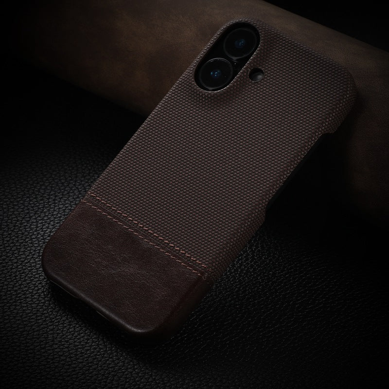 Simple Business Color Matching Leather Pattern Men's And Women's Anti-fall Phone Case