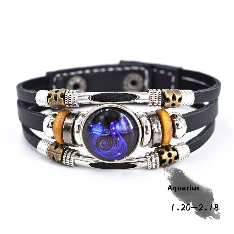 Personalized Three-layer Woven Beads Leather Bracelet