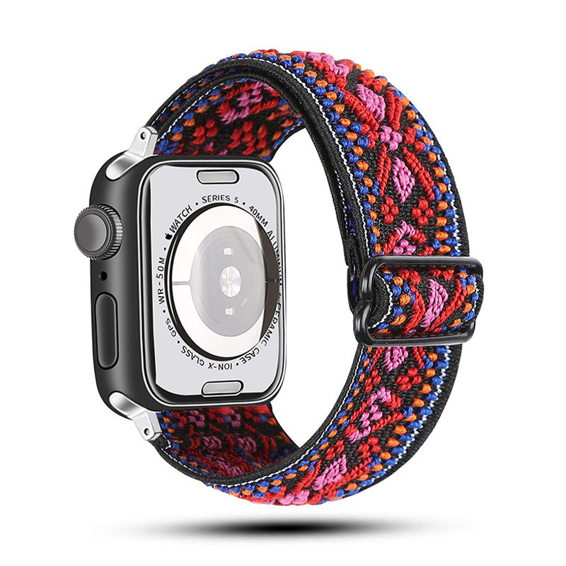 Ethnic Style Adjustable Buckle Elastic Nylon Woven Strap