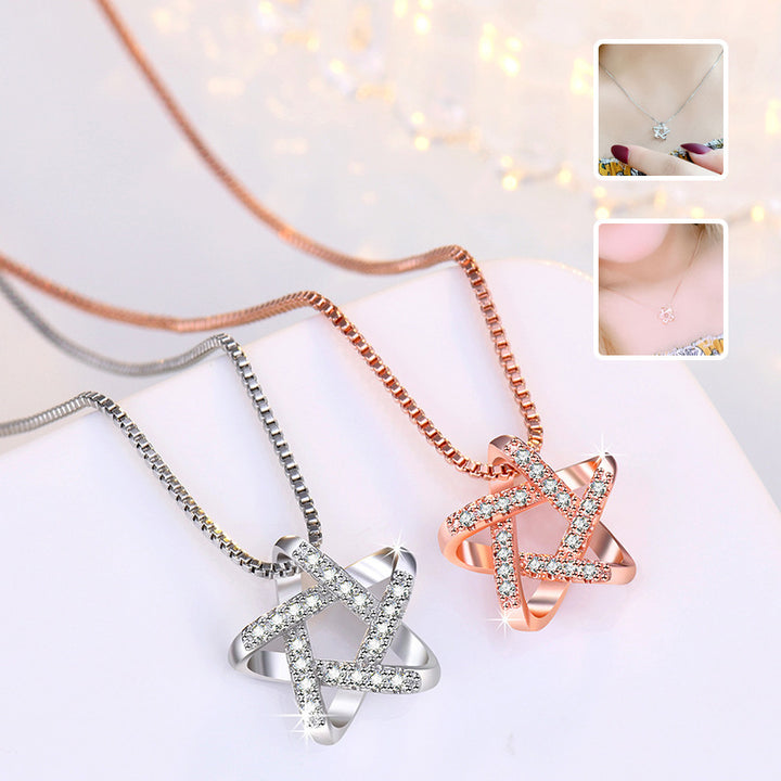 New Hollow Star Necklace With Rhinestones Summer Simple Fashion Pendant Clavicle Chain Women's Jewelry