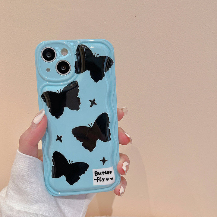 Black Butterfly Chain Silicone Phone Case